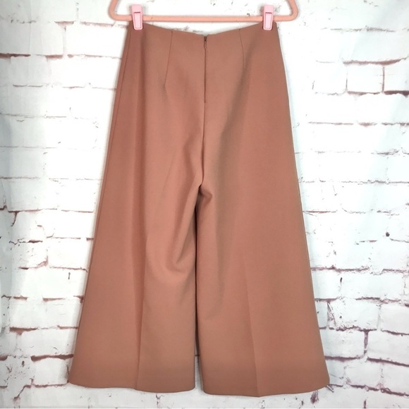 TOPSHOP Dusty Pink Lace-Up Waist Wide Leg Trousers Gauchos Culottes Size 6 - Picture 10 of 14